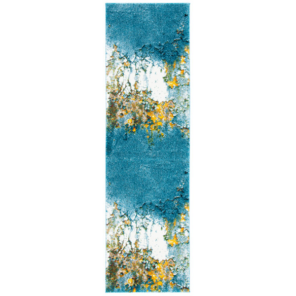 Williston Jaxen Performance Blue/Gold Rug & Reviews Wayfair